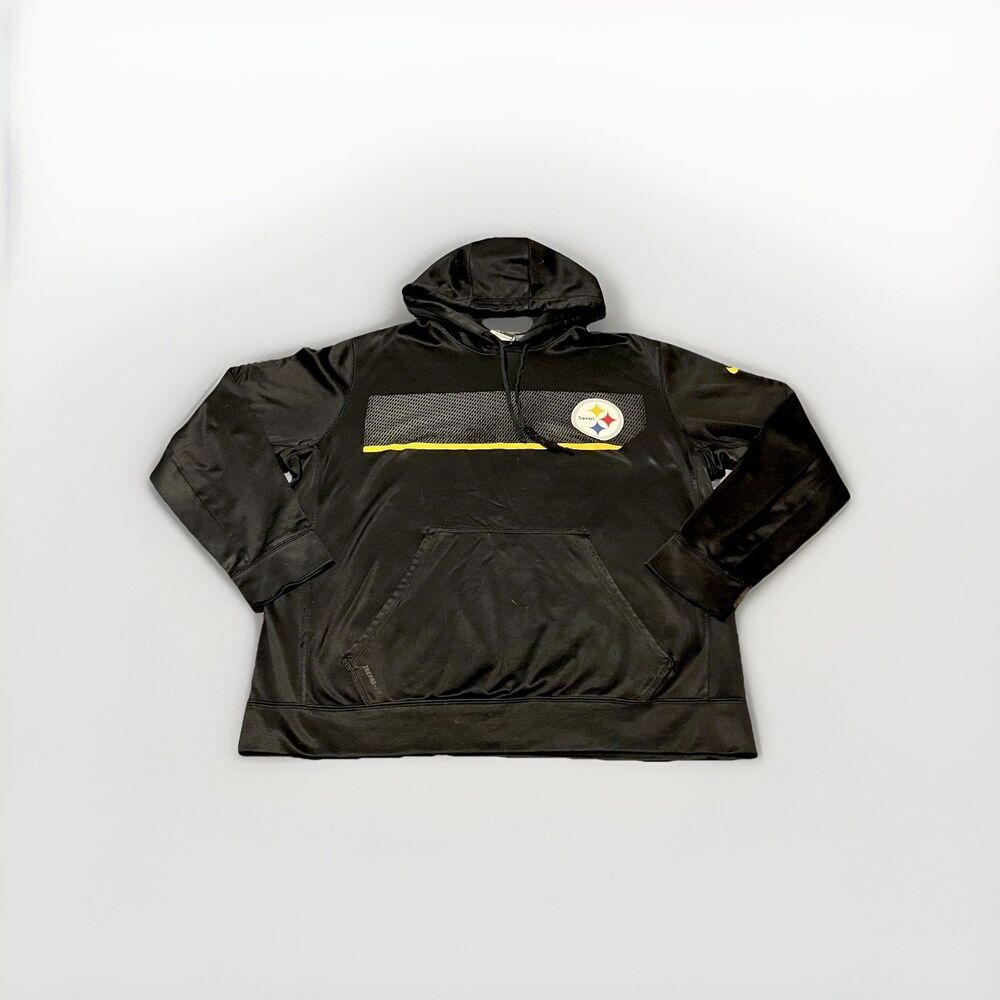 Pittsburgh Steelers Hoodie Mens XL Black NFL Therma Fit Nike Flawed Drawstring